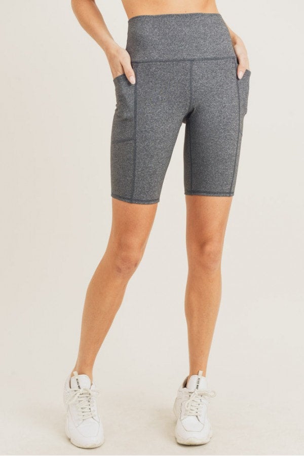 Heather Grey Biker Shorts with Pocket Schell Bell Boutique
