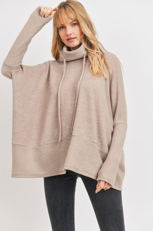 Taupe Cowl Neck Tunic Schell Bell Boutique