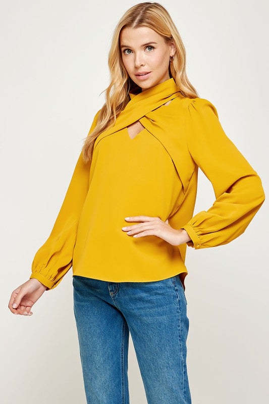 Mustard Balloon Sleeve Blouse Schell Bell Boutique