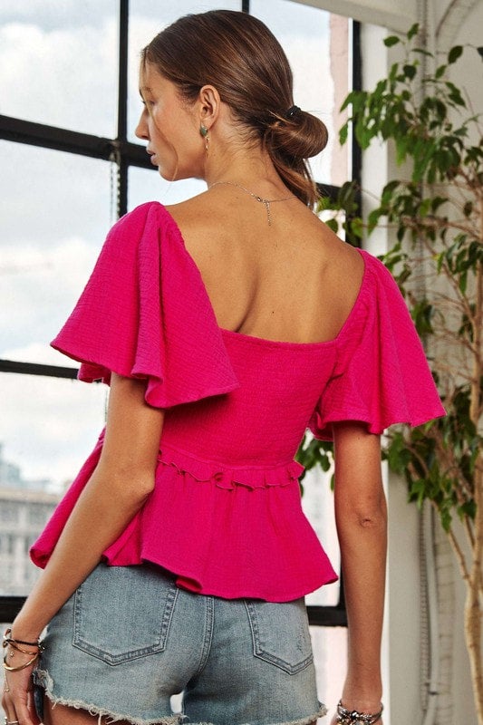 Fuchsia peplum top discount